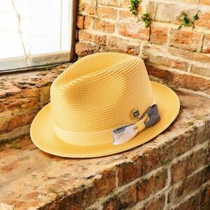 MONTIQUE MEN'S CANARY WAVE PATTERN FEDORA HAT. H2513
